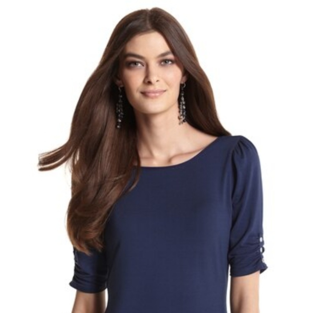White House Black Market Scoop Neck Tee - Blue - S